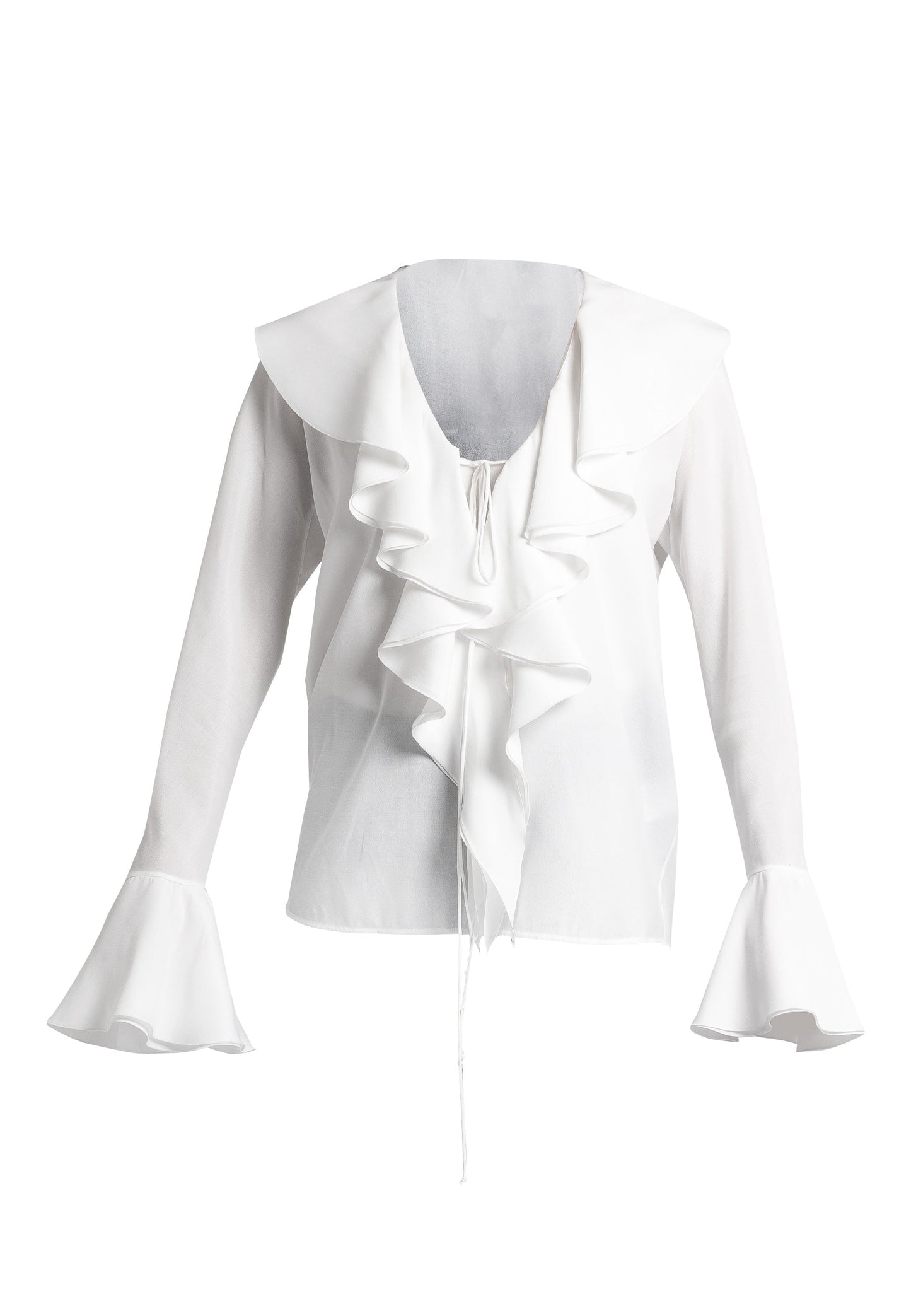 Allegra: White Ruffle Blouse | Long Sleeve Ruffle Tops