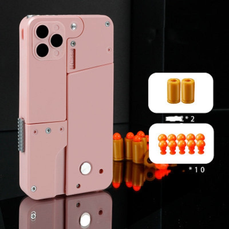 Harmless Folding Pistol Bullet Automatic Shell Throwing Toy Creative Soft Mobile Phone Appearance Gun Outdoor Interactive Kid Gift