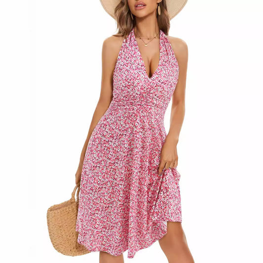 Women's Fashion Casual Floral V-neck Dress