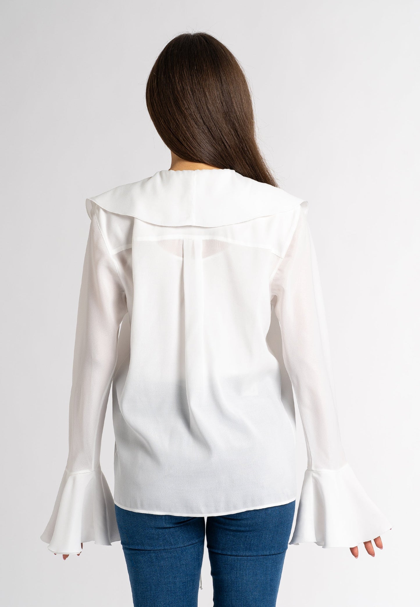 Allegra: White Ruffle Blouse | Long Sleeve Ruffle Tops