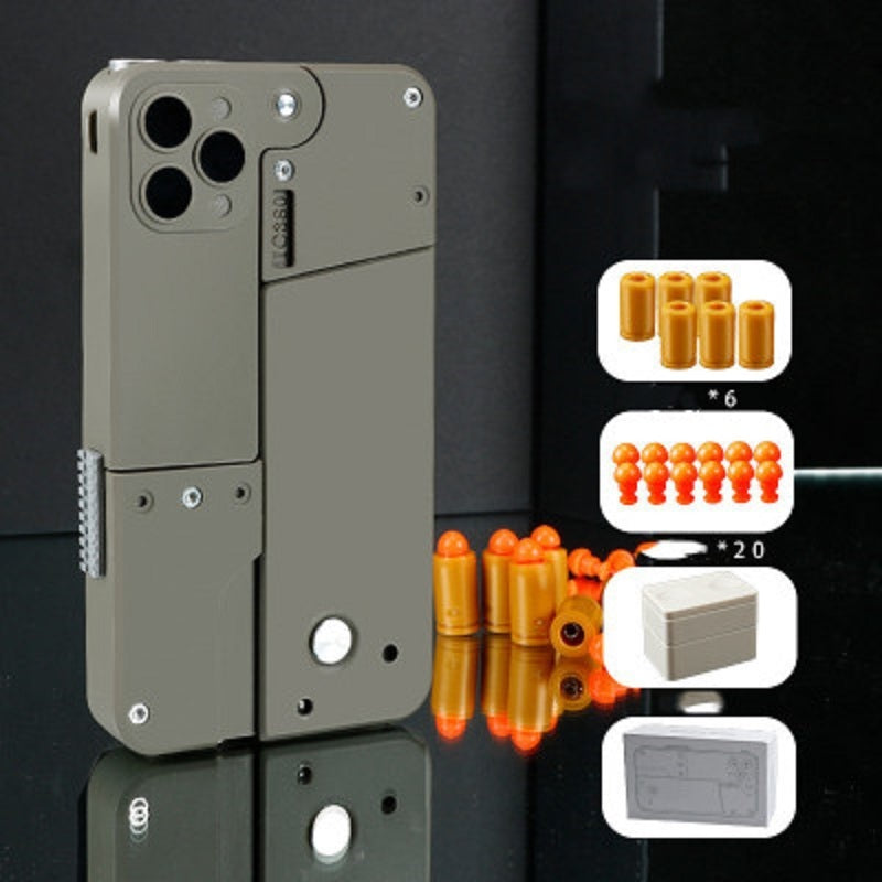 Harmless Folding Pistol Bullet Automatic Shell Throwing Toy Creative Soft Mobile Phone Appearance Gun Outdoor Interactive Kid Gift