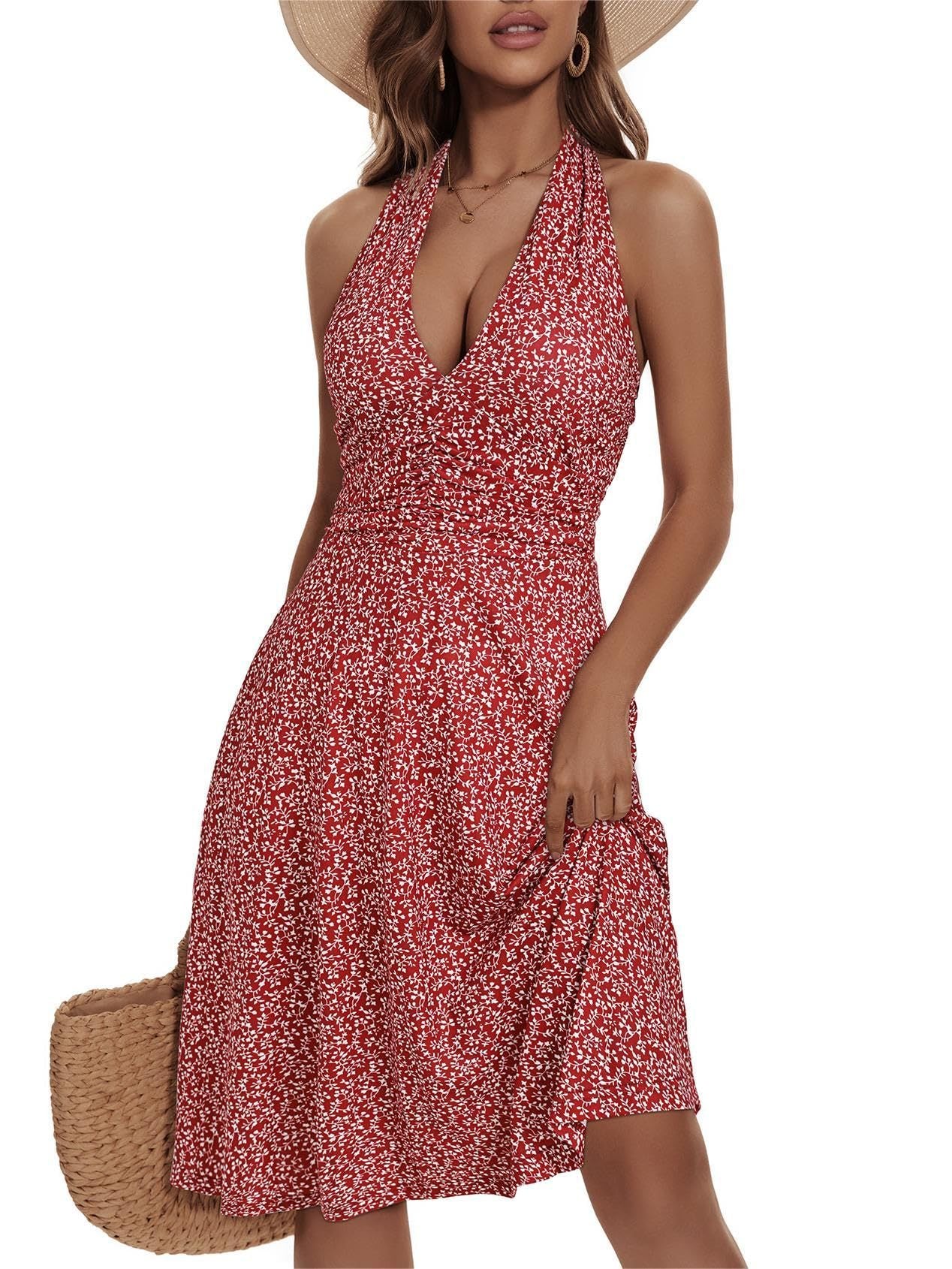 Women's Fashion Casual Floral V-neck Dress