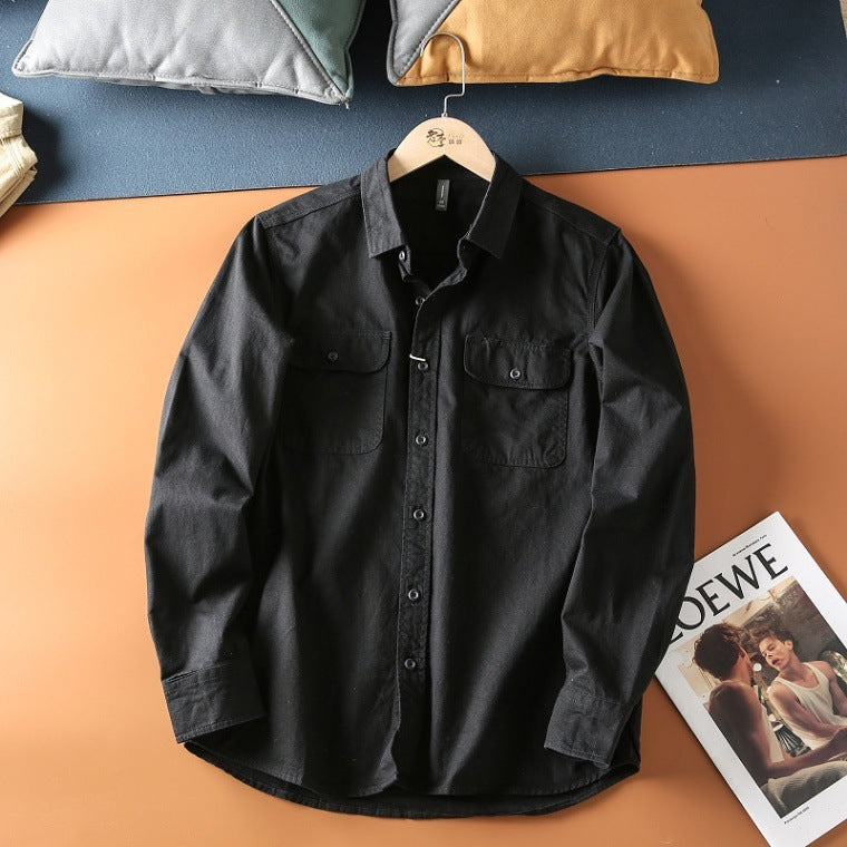 Men's Washed Brushed Long Sleeve Japanese-style Retro Baggy Coat