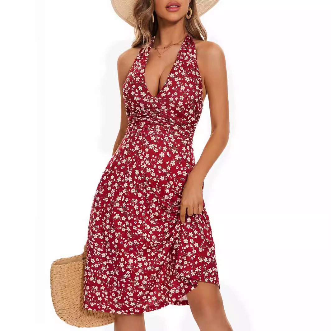 Women's Fashion Casual Floral V-neck Dress