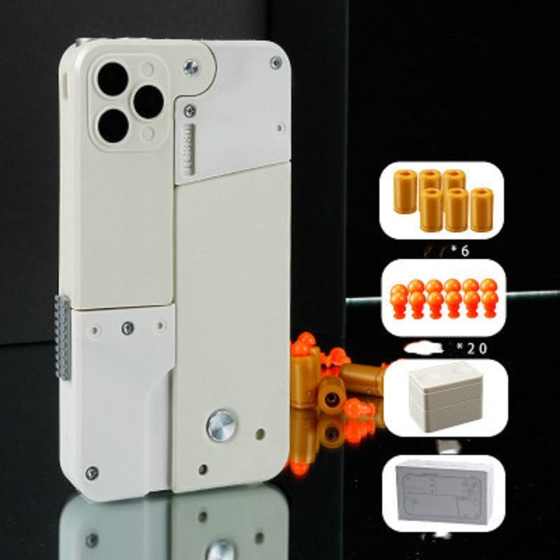 Harmless Folding Pistol Bullet Automatic Shell Throwing Toy Creative Soft Mobile Phone Appearance Gun Outdoor Interactive Kid Gift