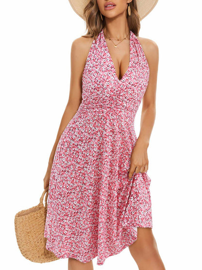 Women's Fashion Casual Floral V-neck Dress