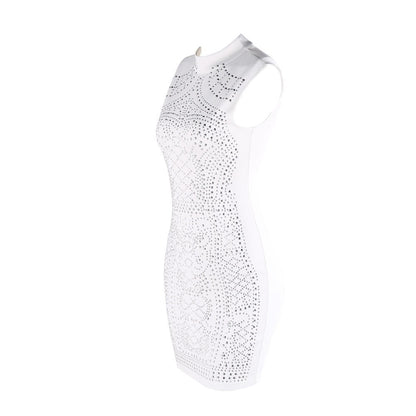 Sleeveless Studded Geometric Party Dress