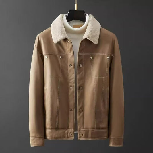 Suede Fabric Jacket Men's Short Autumn And Winter Thickened Work Clothes