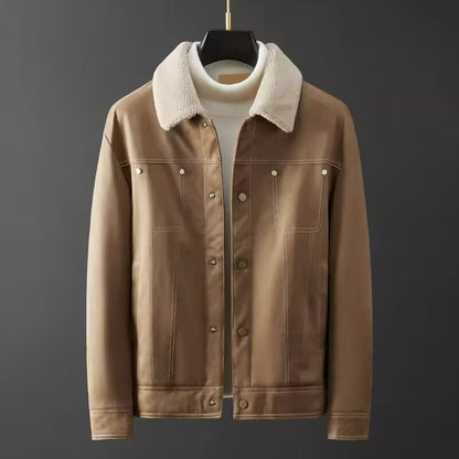 Suede Fabric Jacket Men's Short Autumn And Winter Thickened Work Clothes