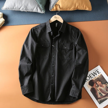 Men's Washed Brushed Long Sleeve Japanese-style Retro Baggy Coat